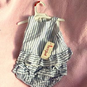 Baby blue and white 6/9 month 2 piece